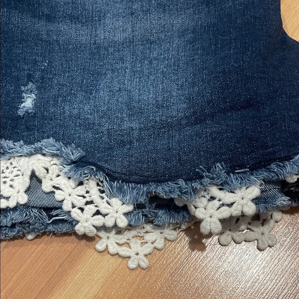 Maurices Navy Jean Shorts with White Lace - Picture 5 of 5